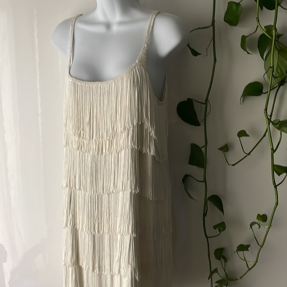 Calypso St. Barth Silk White fringe flapper mini dress bachelorette bridal - Picture 3 of 8